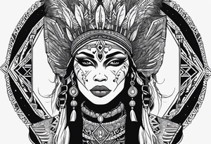 valkrye, kali, pirate, african goddess, , warrior, native american, lotus, zenza resonance, skulls, pachamama, left side face, chest, right wing, tattoo idea