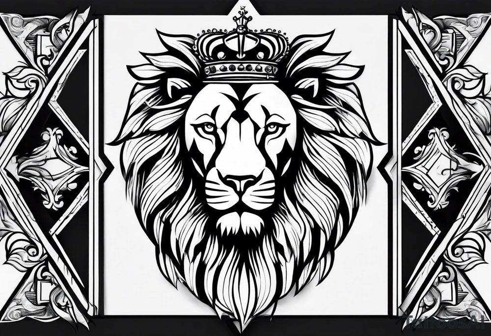 Lion wearing a crowing with the initial p in the crown tattoo idea Lion wearing a crowing with the initial p in the crown tattoo idea