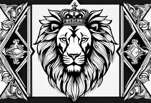 Lion wearing a crowing with the initial p in the crown tattoo idea