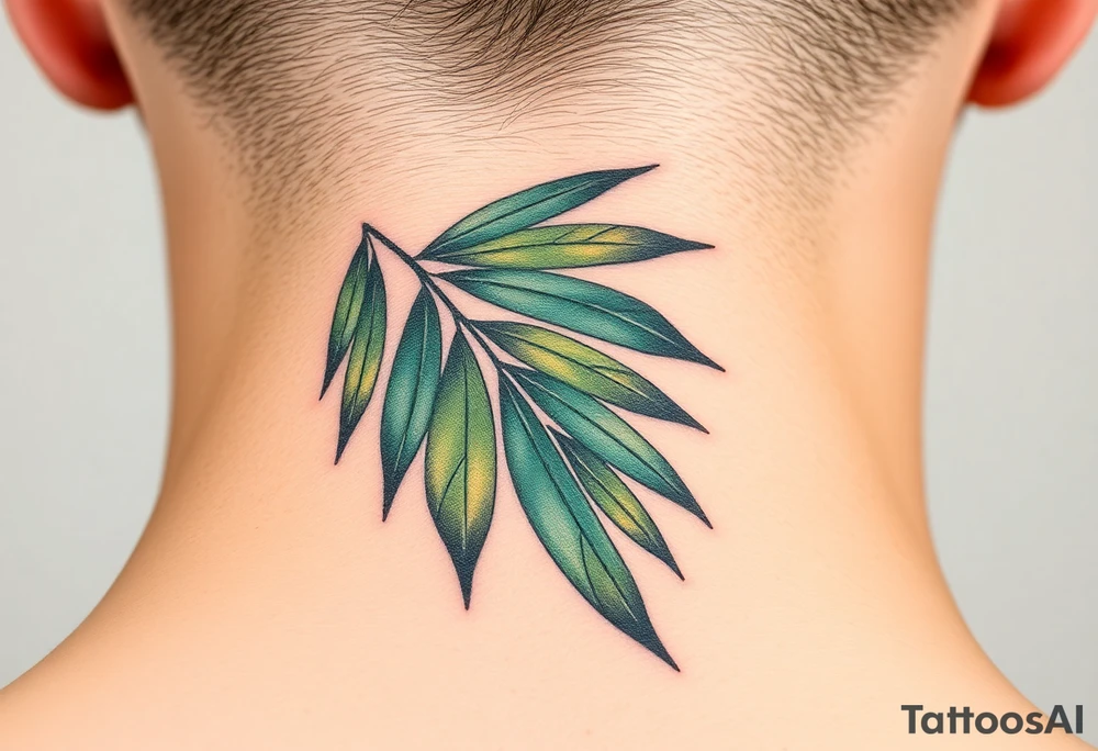realistic large woven palm leaves tattoo idea