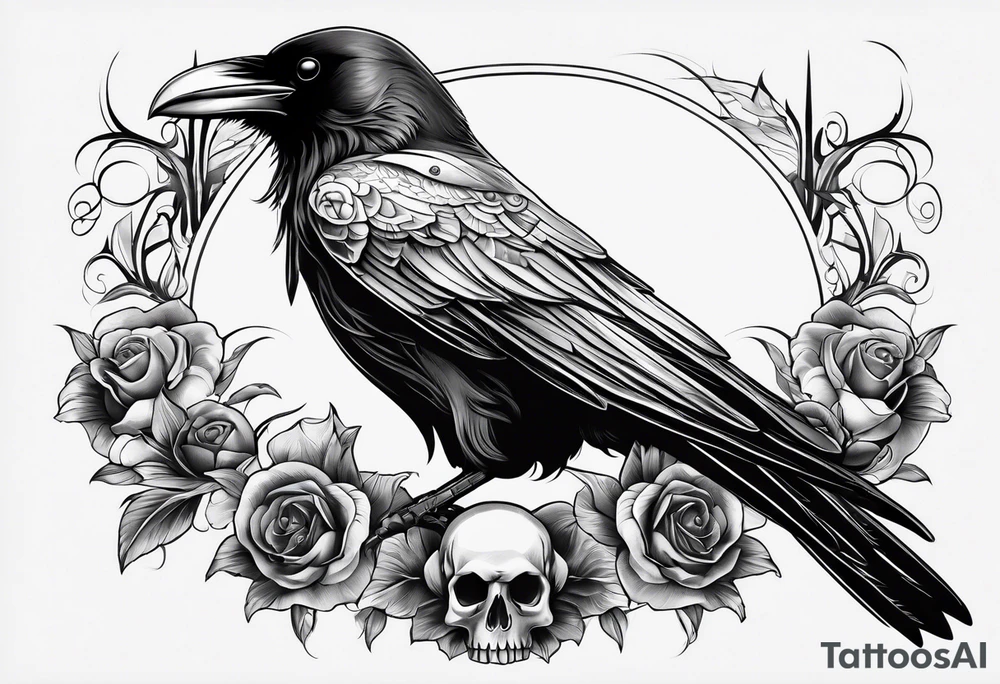 Raven on the skulls tattoo idea
