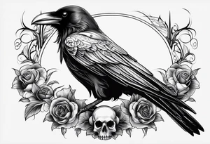 Raven on the skulls tattoo idea