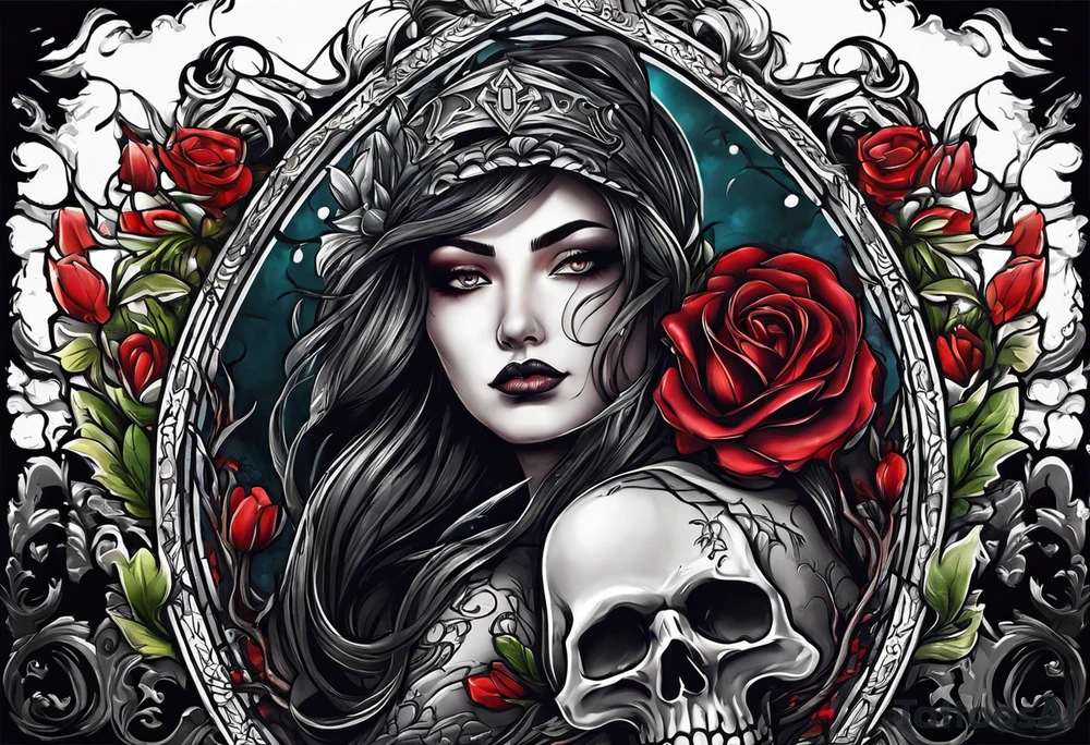 Person emerging from grave. 
MIW Reincarnate written on gravestone tattoo idea