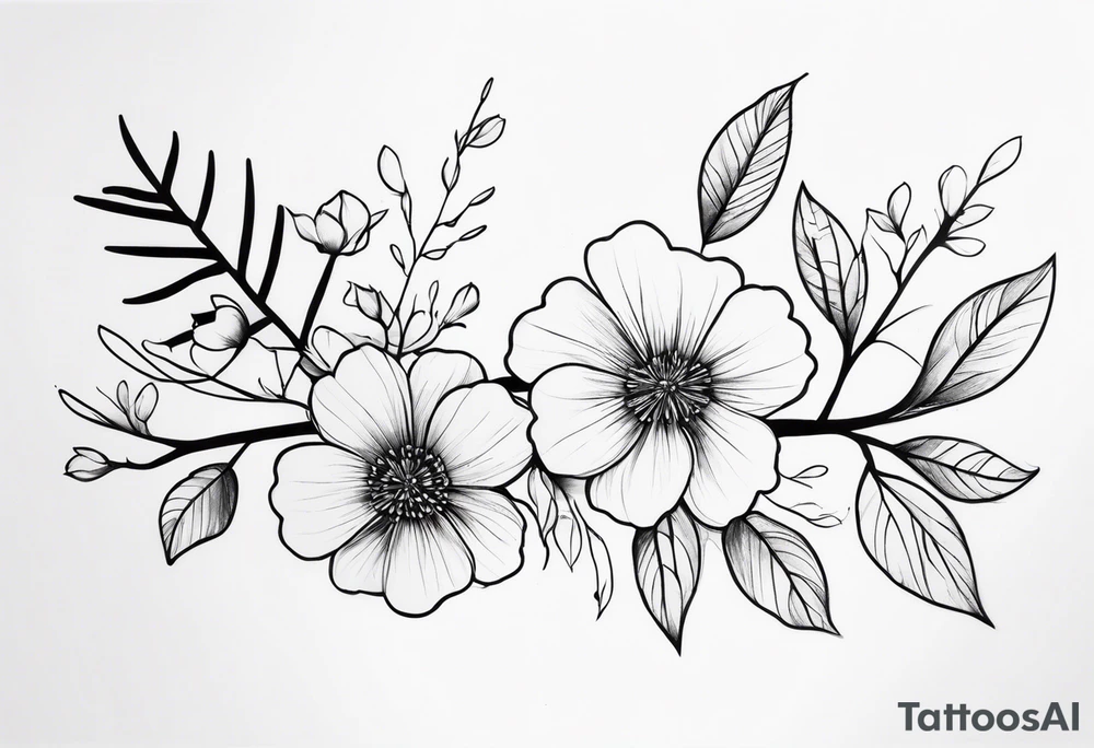 Spine, branches, flowers tattoo idea