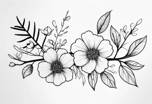 Spine, branches, flowers tattoo idea