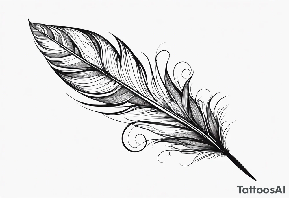 Feather with intricate details tattoo idea
