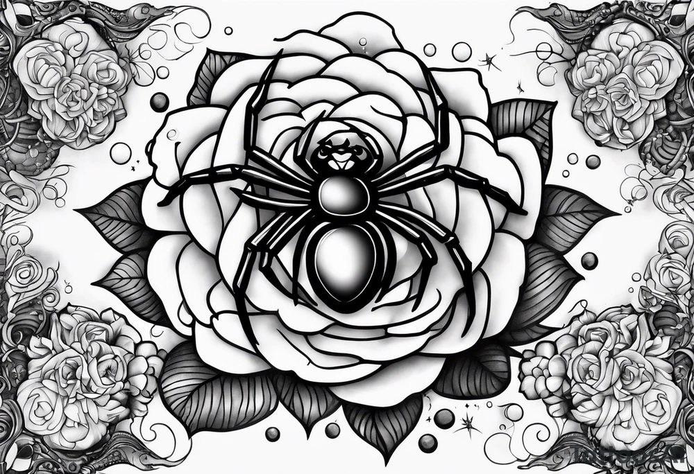 Spider bubbles roses stars tattoo idea