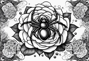 Spider bubbles roses stars tattoo idea