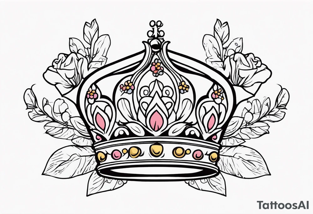 crown
old school vintage simple traditional design with vintage flowers surrounding
bold color simple tattoo idea