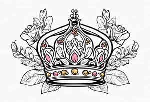 crown
old school vintage simple traditional design with vintage flowers surrounding
bold color simple tattoo idea