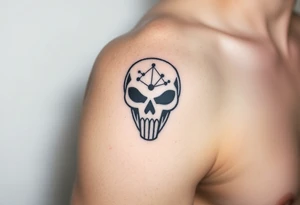 A starry sky with constellations forming the shape of a Death Eater mask, subtly blending darkness and destiny tattoo idea