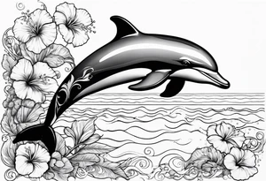 dolphin, sea , hibiscus tattoo idea