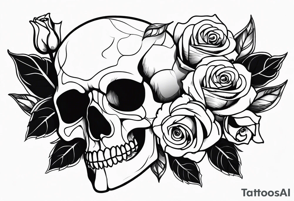 skull and roses tattoo idea