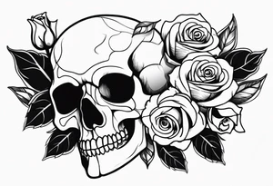 skull and roses tattoo idea