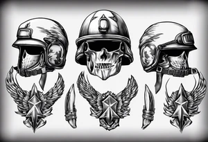 army helmet with 3 bullets tattoo idea