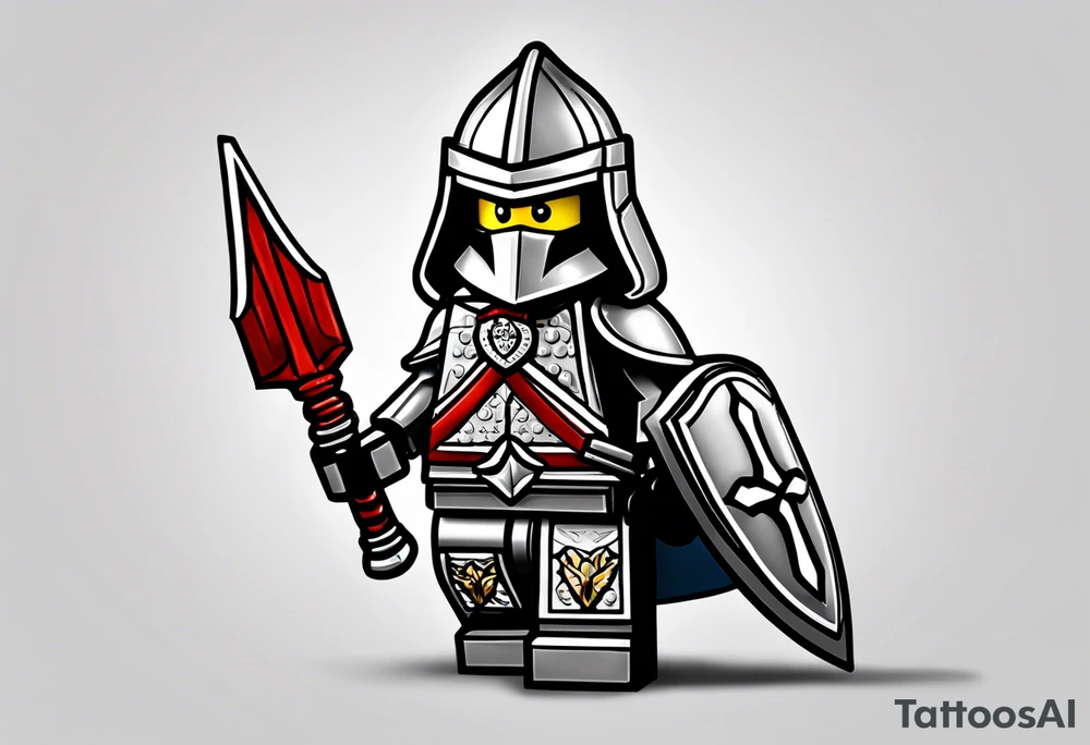 Lego Templar knight, walking with spear tattoo idea