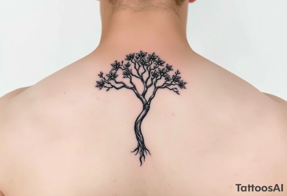 Lace band coming from a jacaranda tree tattoo idea