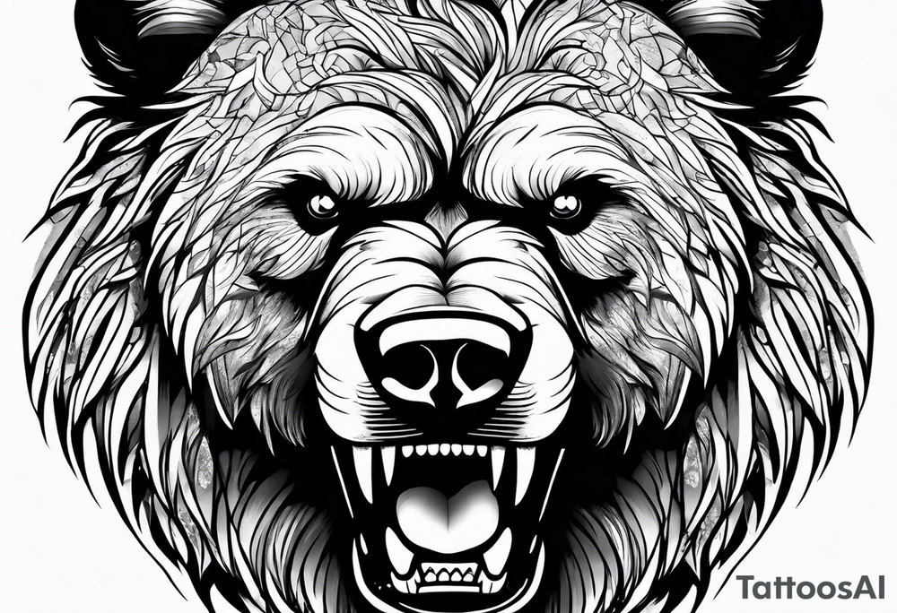 angry bear tattoo idea