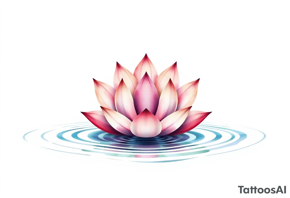 serene lotus flower emerging from sacred waters with ripples tattoo idea