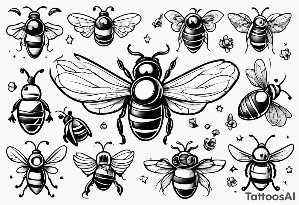 biene im kinder comic lock gezeichnet in der seiten lage tattoo idea