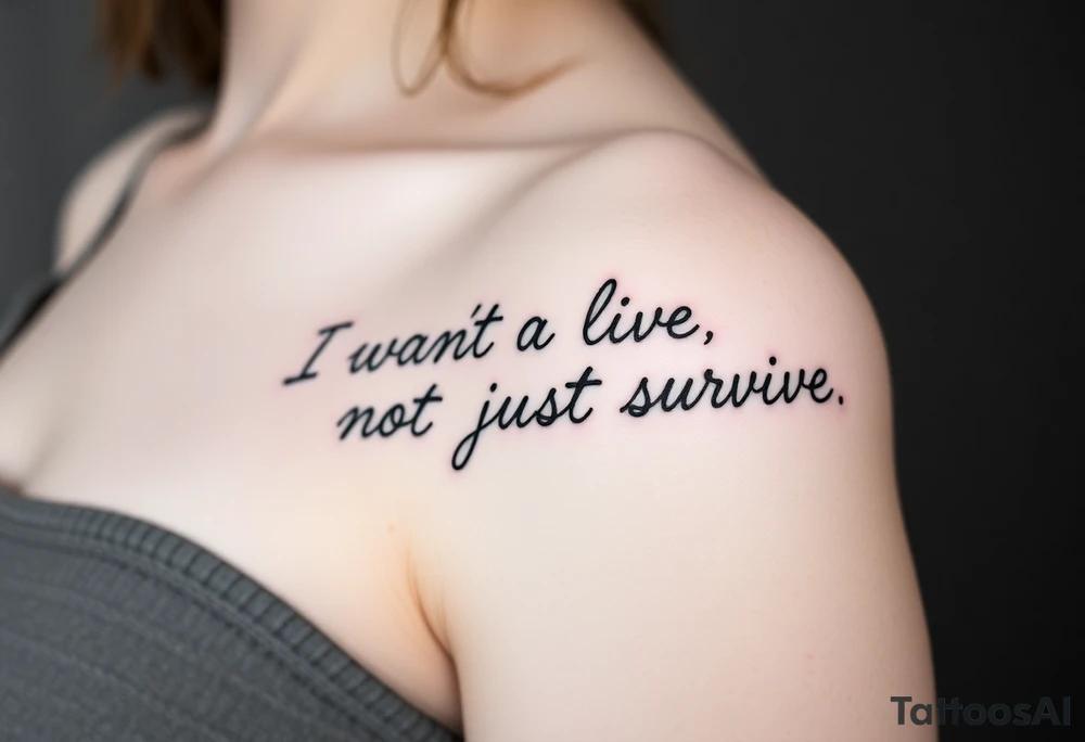 I wan't to live, not just survive in cursive tattoo idea