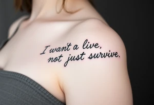 I wan't to live, not just survive in cursive tattoo idea