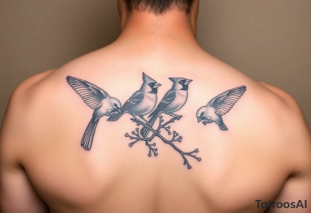 cardinal birds with frogs memorial tattoo for deceased grandmother tattoo idea
