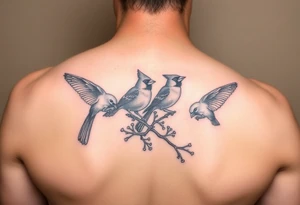 cardinal birds with frogs memorial tattoo for deceased grandmother tattoo idea