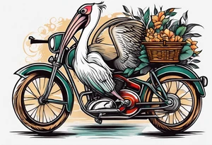 pelican riding a bicycle tattoo idea