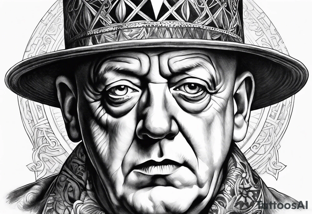 portrait of Aleister Crowley tattoo idea