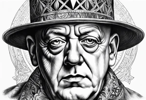 portrait of Aleister Crowley tattoo idea
