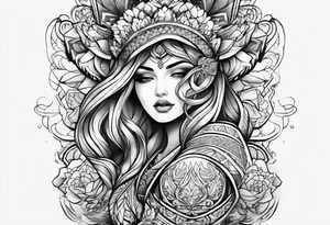 Full leg tattoo design rectangle tattoo idea