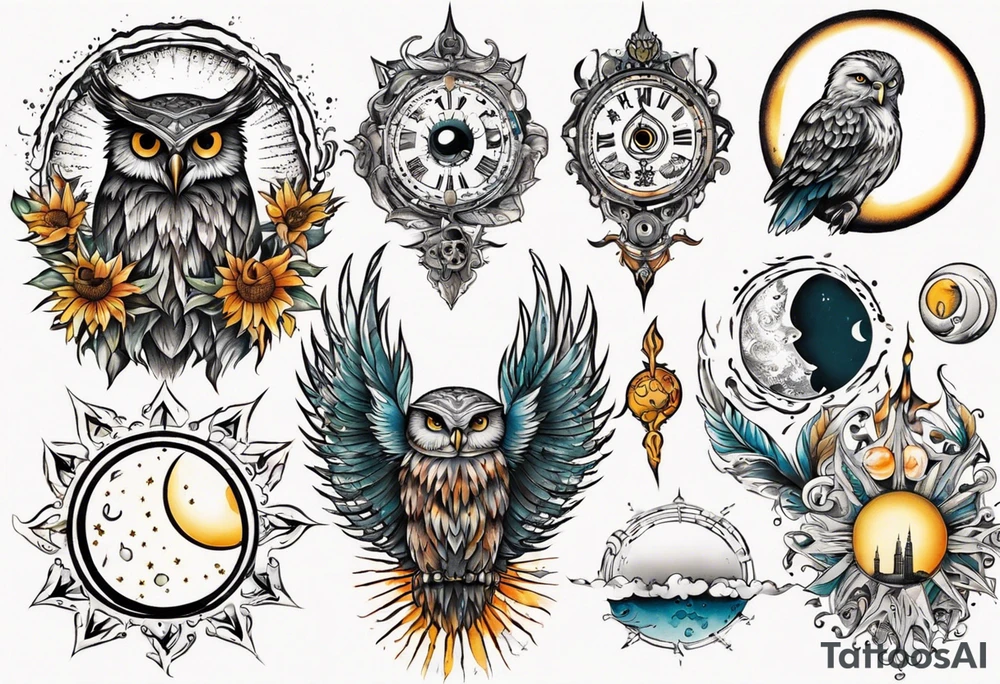 Mond und Sonne Eule 
Wassermann Berlin tattoo idea