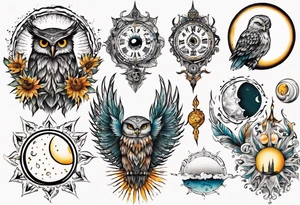 Mond und Sonne Eule 
Wassermann Berlin tattoo idea