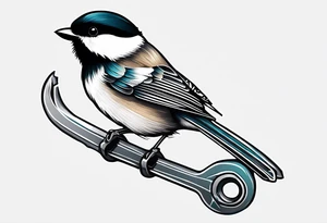 chickadee on a wrench tattoo idea