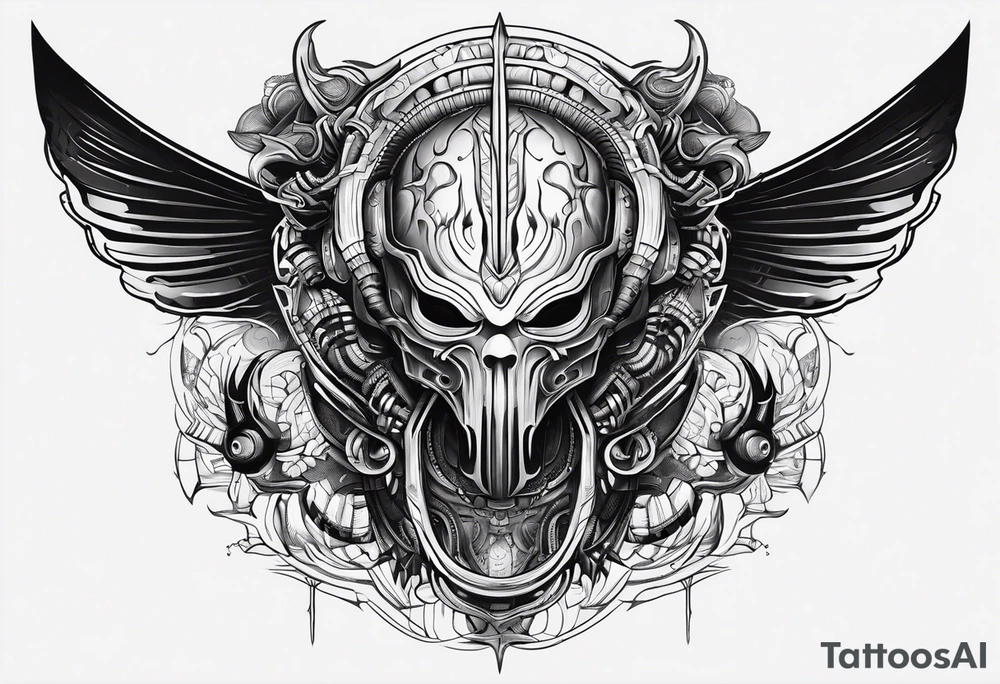 A minimalistic mascot in the style of Giger tattoo idea