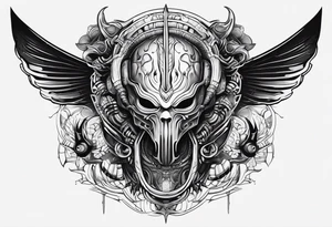 A minimalistic mascot in the style of Giger tattoo idea