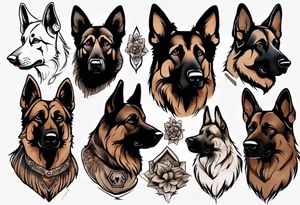 Dark brown German shepherd tattoo idea