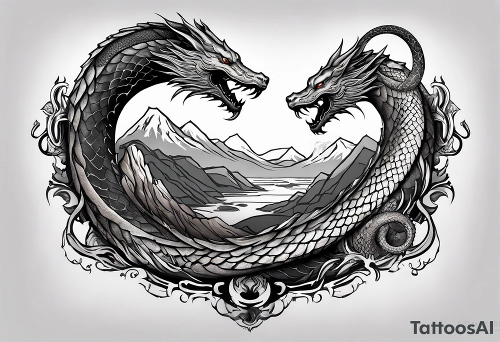 a Sleeve tattoo Jörmungandr the World Serpent, as depicted in God of War. tattoo idea