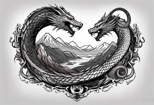 a Sleeve tattoo Jörmungandr the World Serpent, as depicted in God of War. tattoo idea
