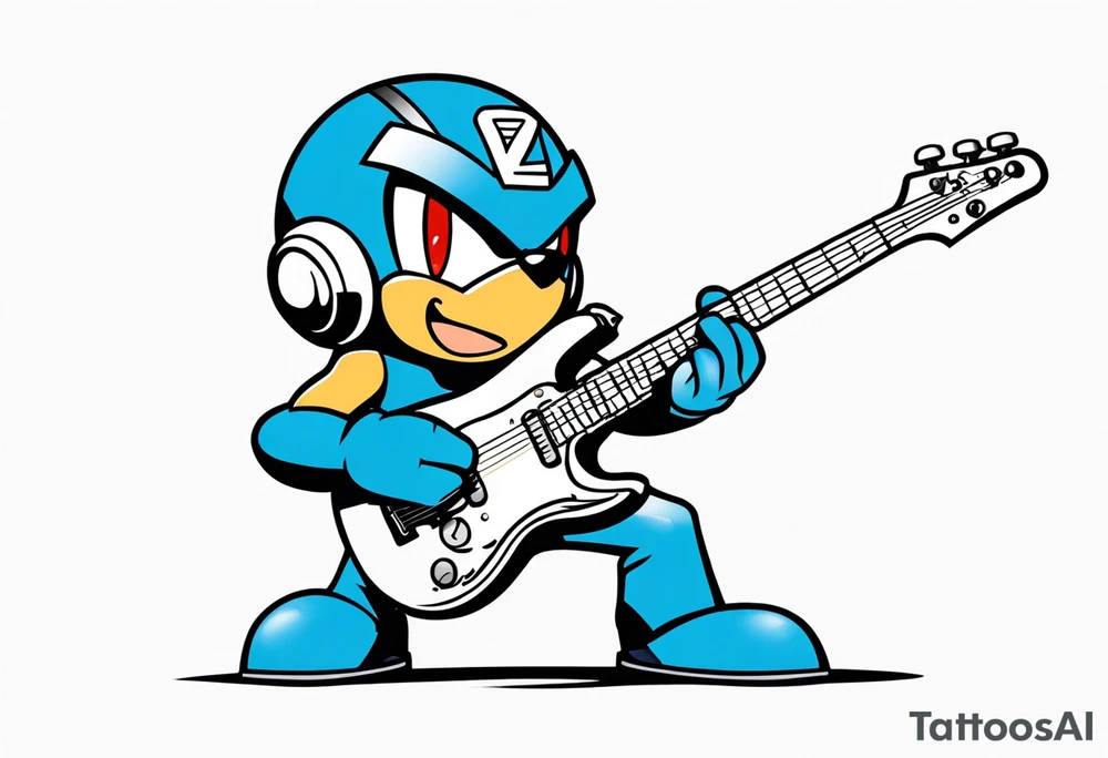 rockman playing electric guitar tattoo idea