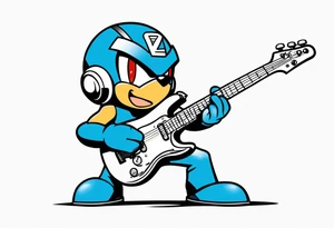 rockman playing electric guitar tattoo idea