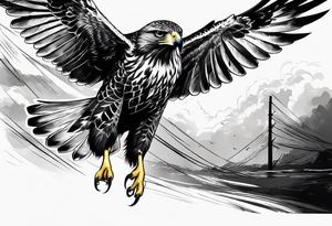 Hawk landing down from the side tattoo idea