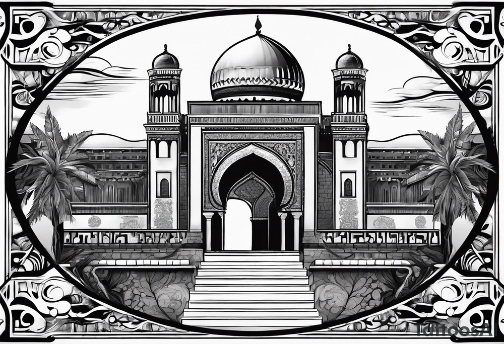 israel city vector gate 
swirl  vignette tattoo idea