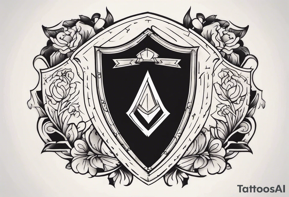 shadows inside a shield shape tattoo idea