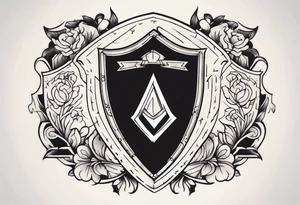 shadows inside a shield shape tattoo idea