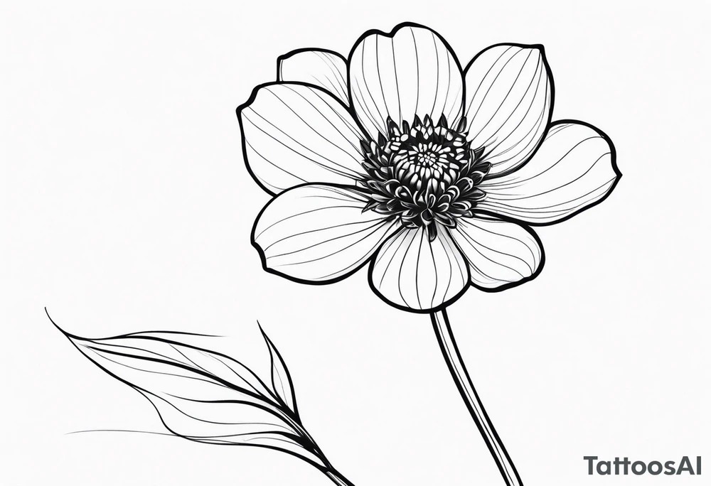 one very simple and no detailed waratha flower with stem in black and white, the few lines possible, fine-line, very minimalistic tattoo idea