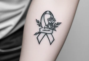 Pretty Cancer ribbon that says fuck cancer with roses tattoo idea