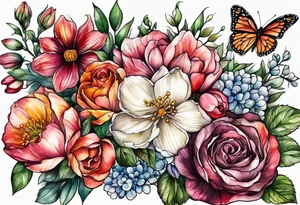 Birth flower February, march, September and December tattoo idea