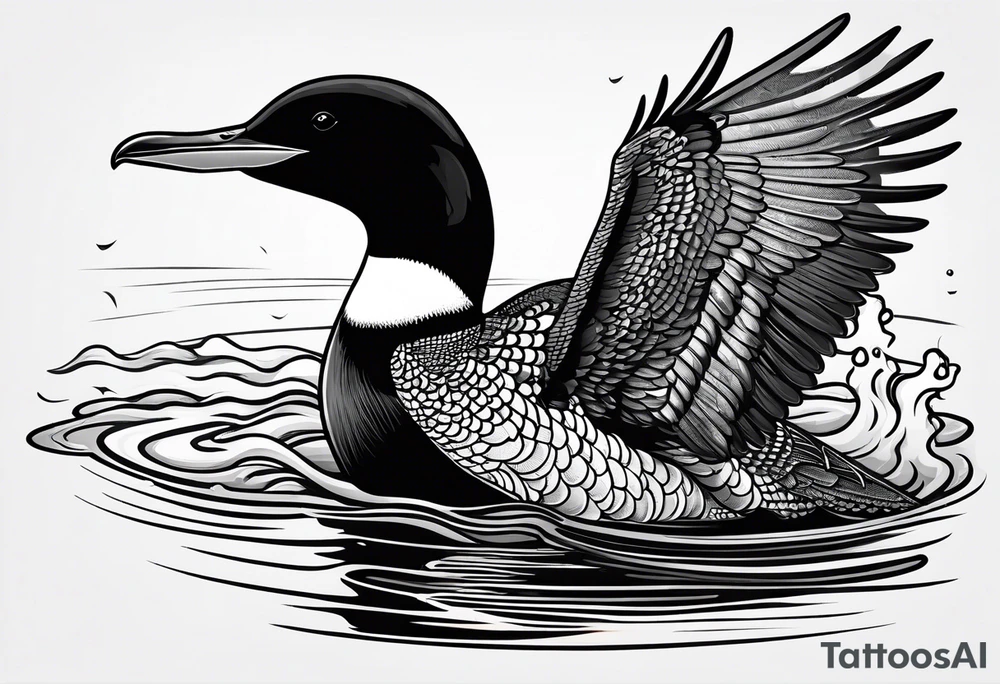 A loon with its wings spread looking badass and tough tattoo idea